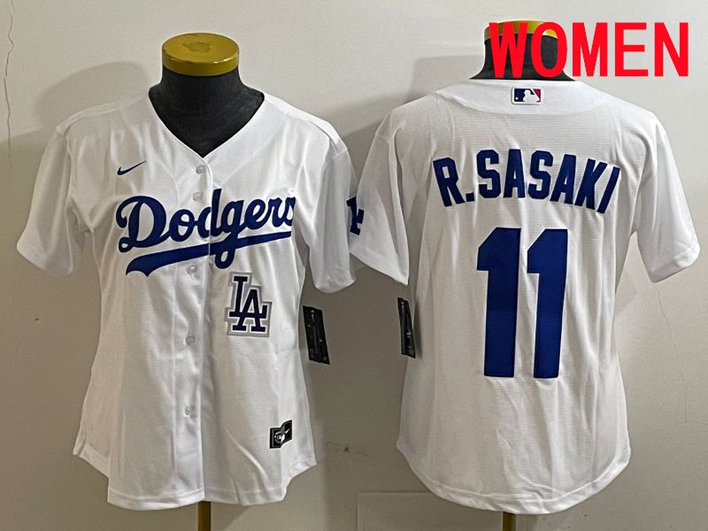Women Los Angeles Dodgers #11 R.Sasaki White Game 2025 Nike MLB Jersey style 5